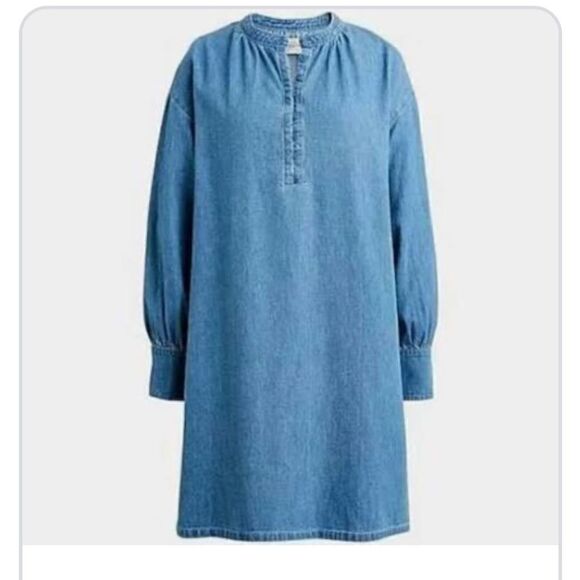 J Crew Indigo Button Up Denim Shift Dress NWT - Picture 1 of 9